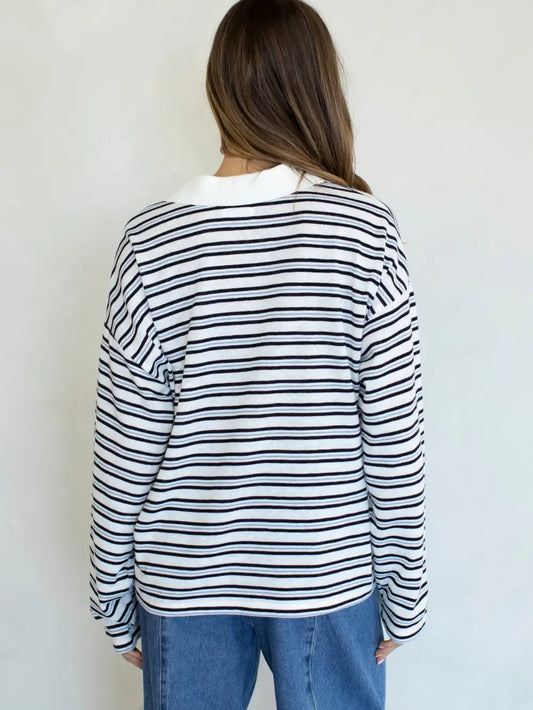 contrast collar long sleeve