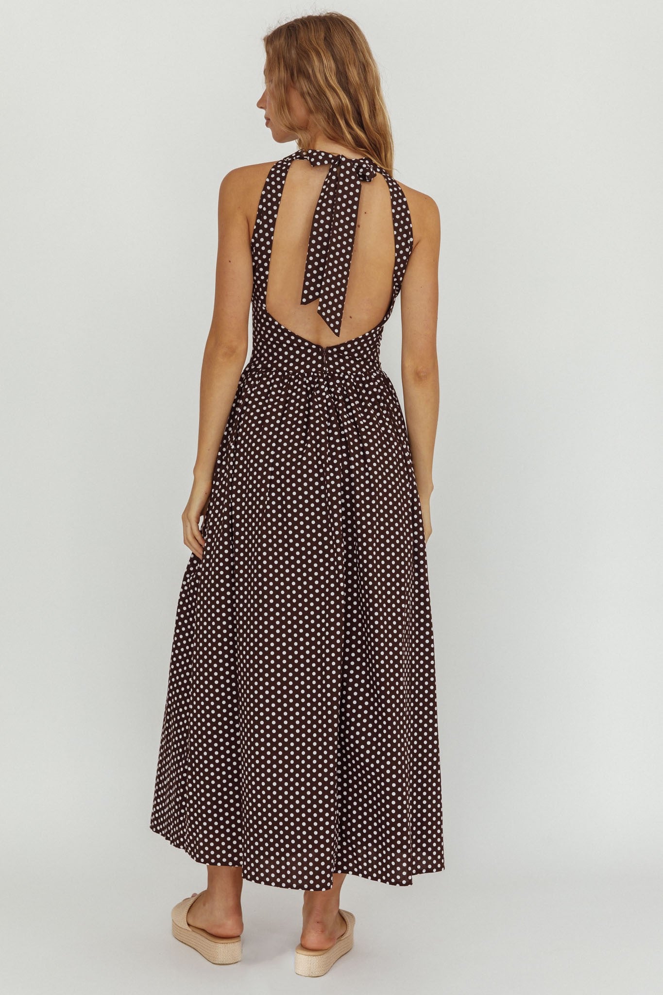 fall dots maxi dress