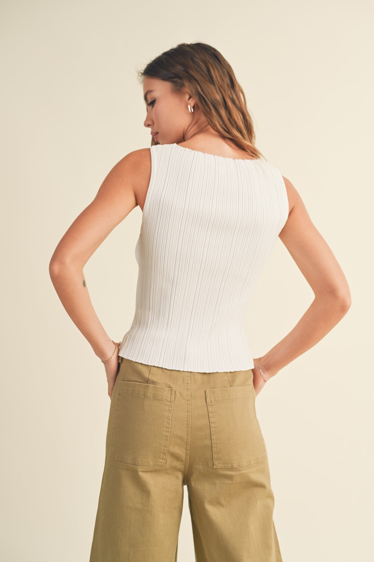 boat neck ribbed tank