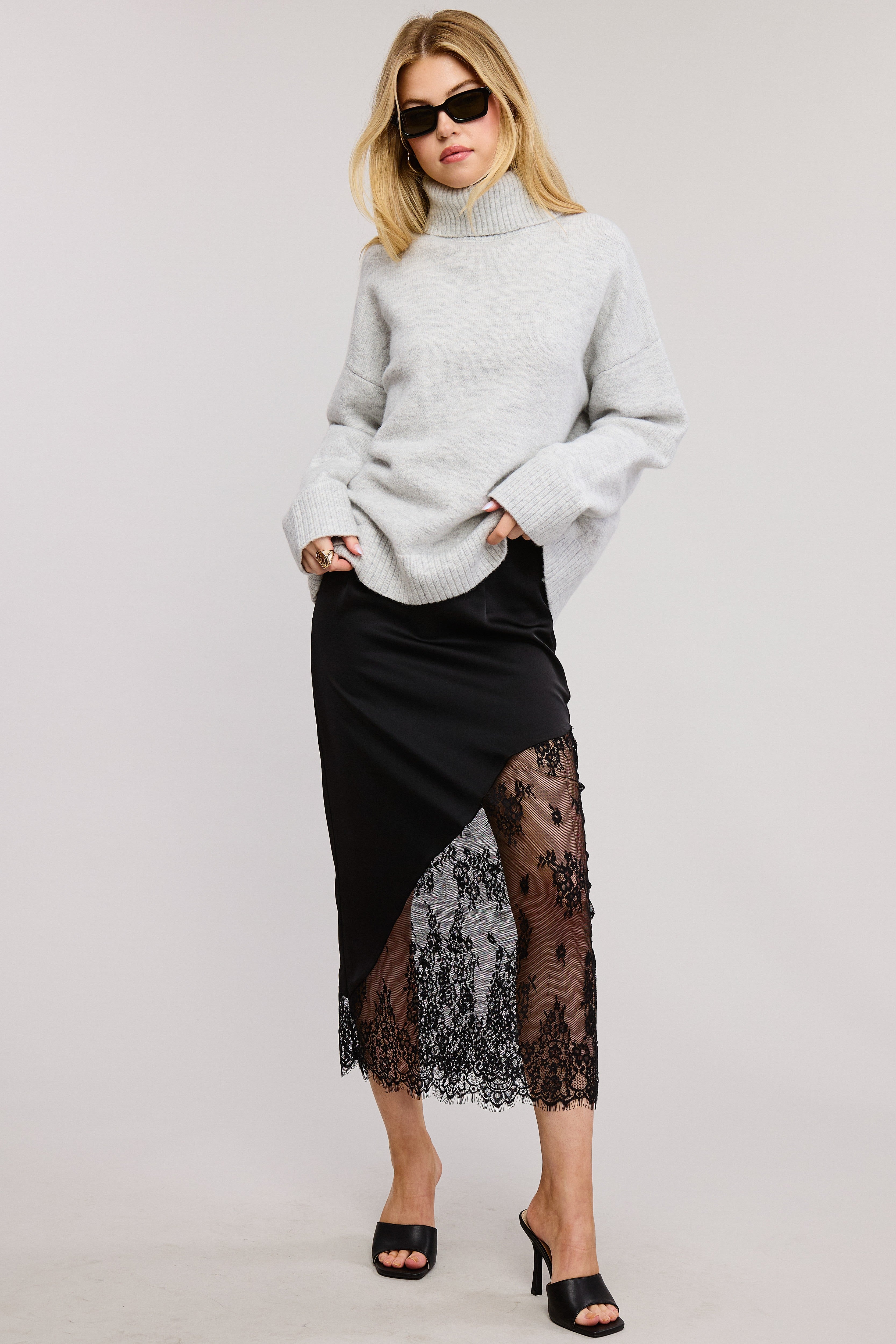 Gray lace skirt and top best sale