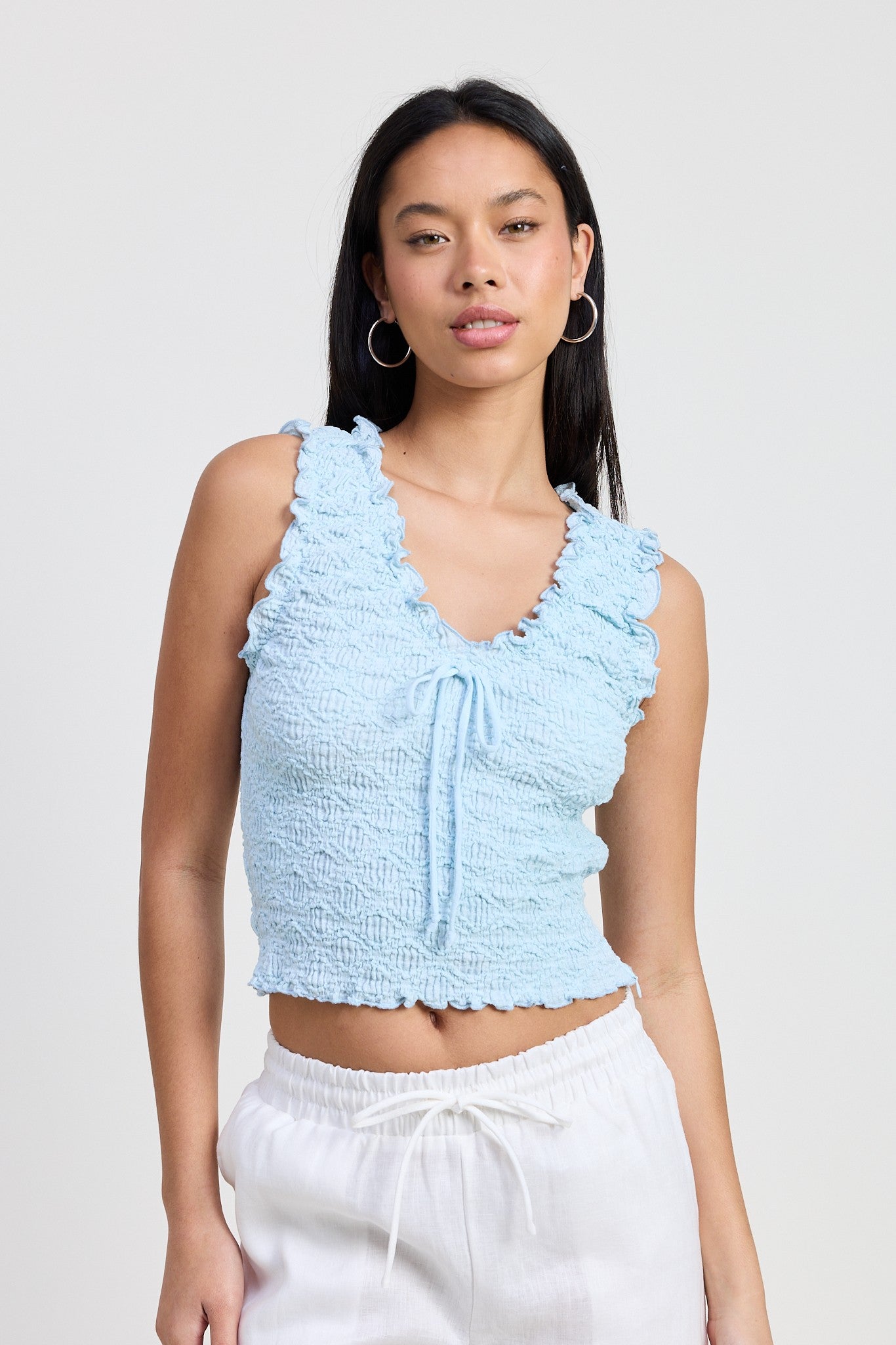 textured ruffle top
