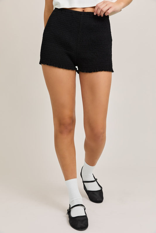 smocked micro shorts