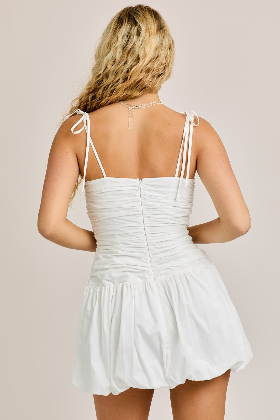 tie shoulder bubble dress