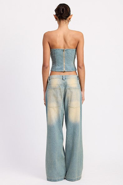 it girl denim corset top