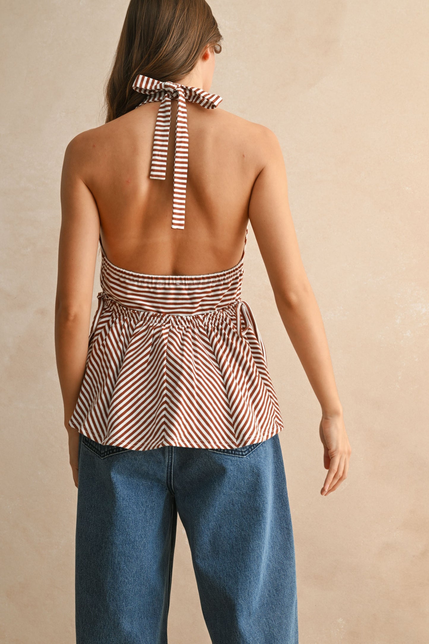 stripe jersey halter top