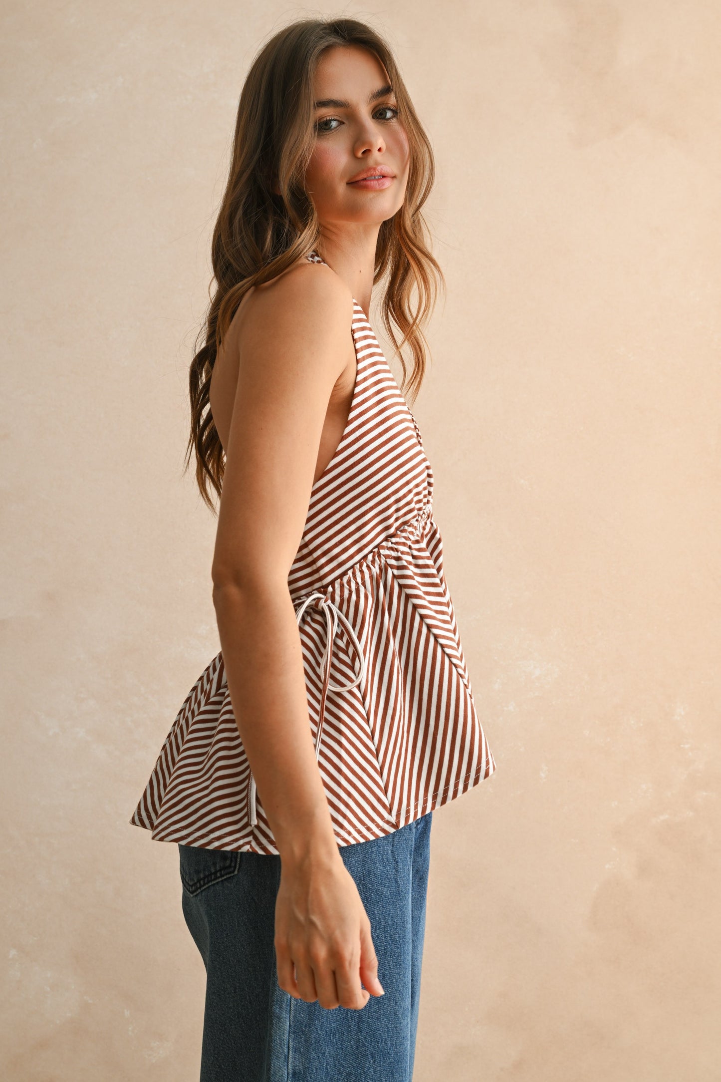stripe jersey halter top