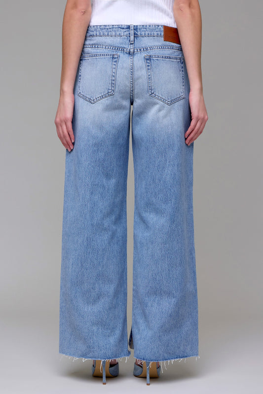 medium wash low rise extra wideleg