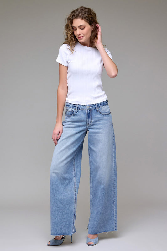 medium wash low rise extra wideleg