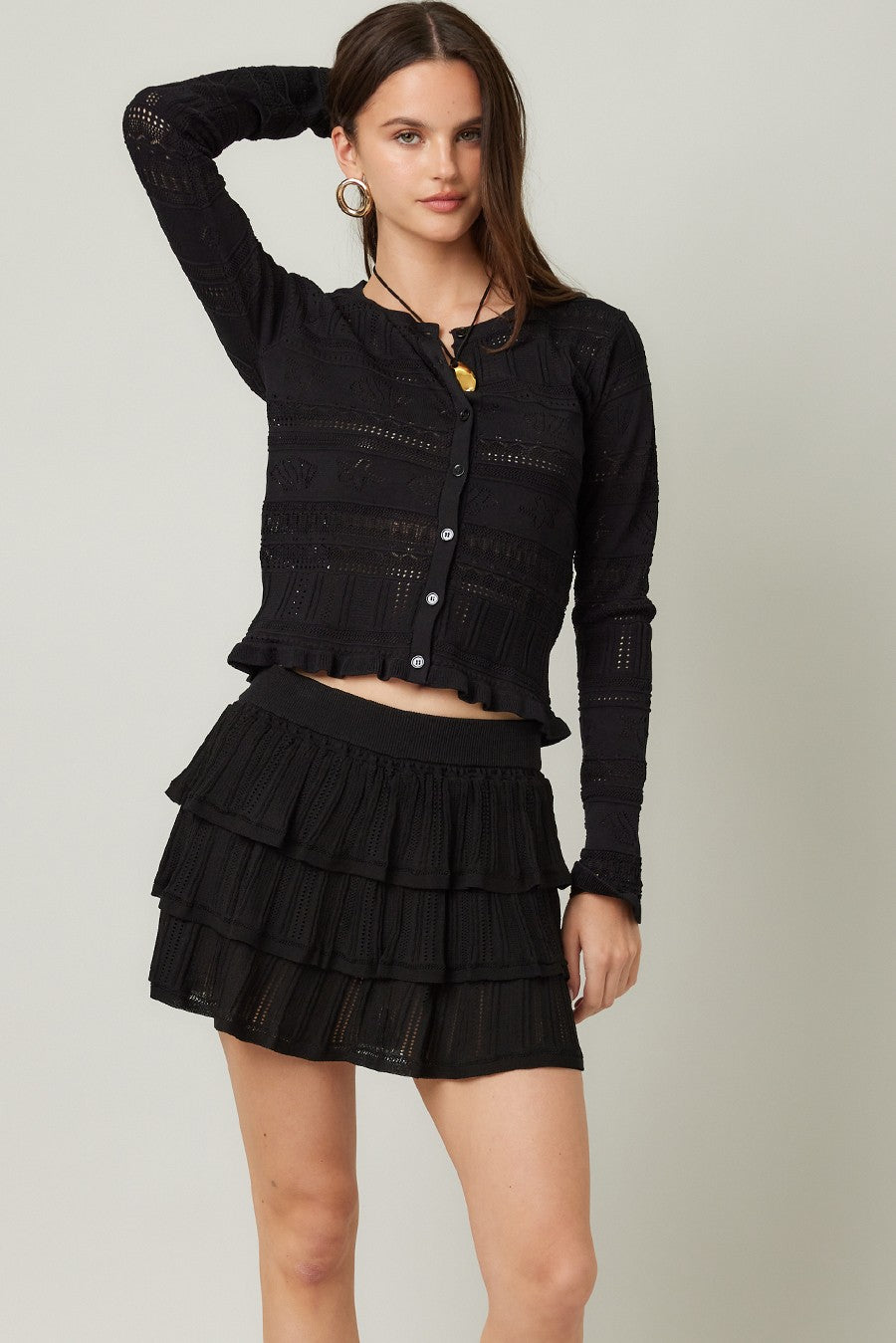 seashell pointelle cardigan