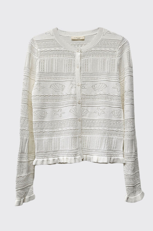 seashell pointelle cardigan