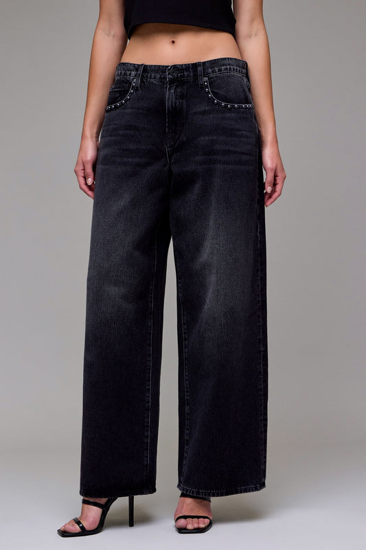 studded low rise jeans