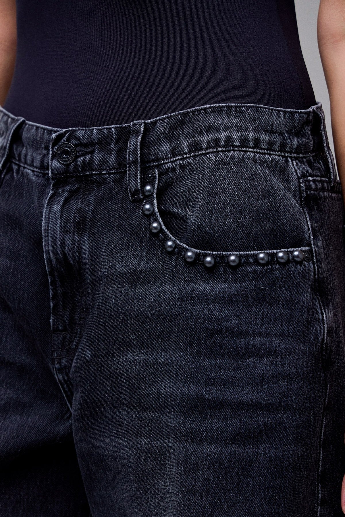 studded low rise jeans