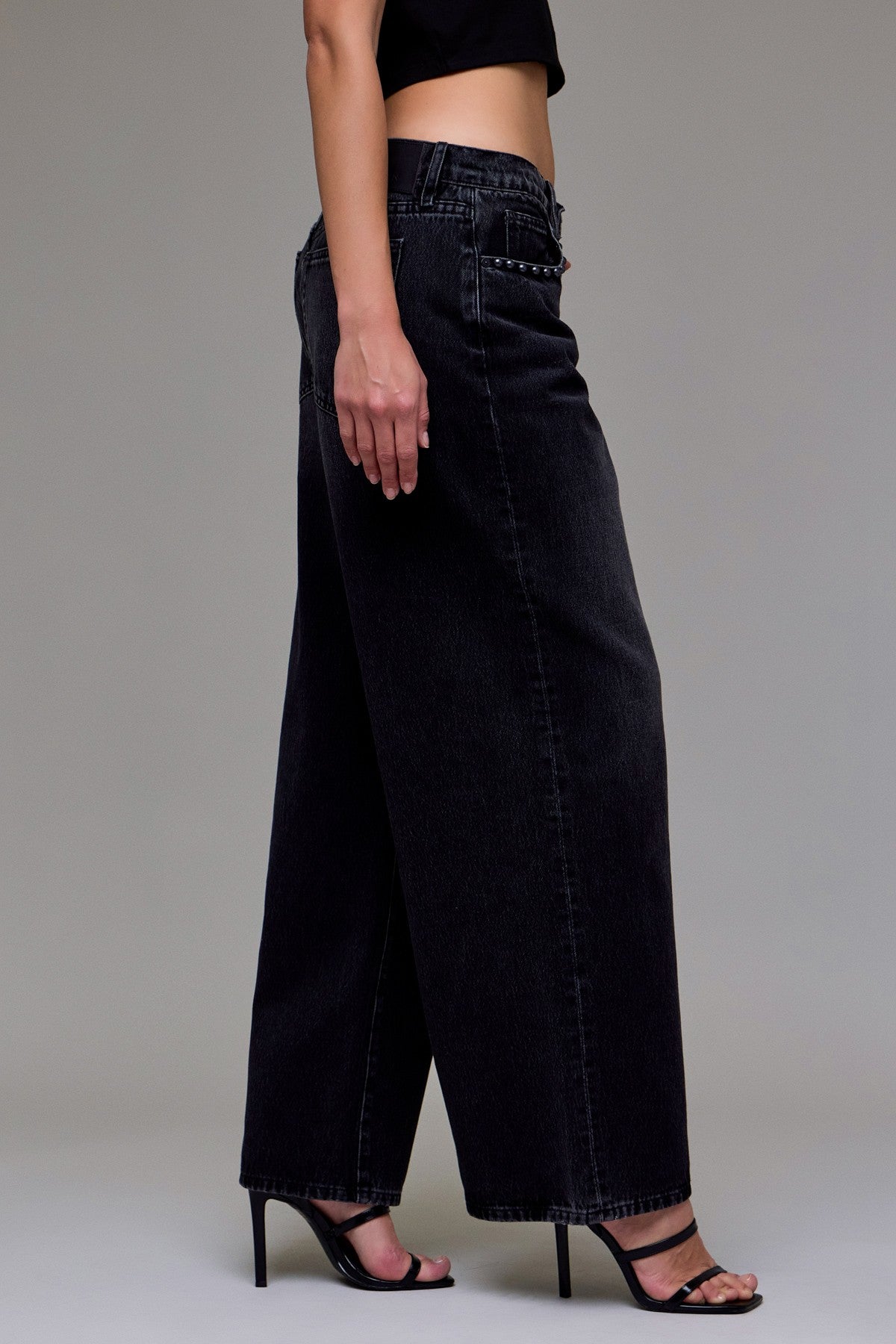 studded low rise jeans