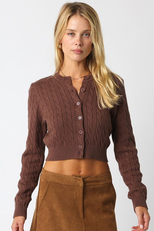 cableknit ctopped cardigan