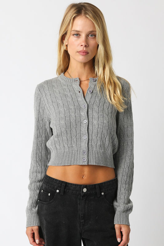 cableknit ctopped cardigan