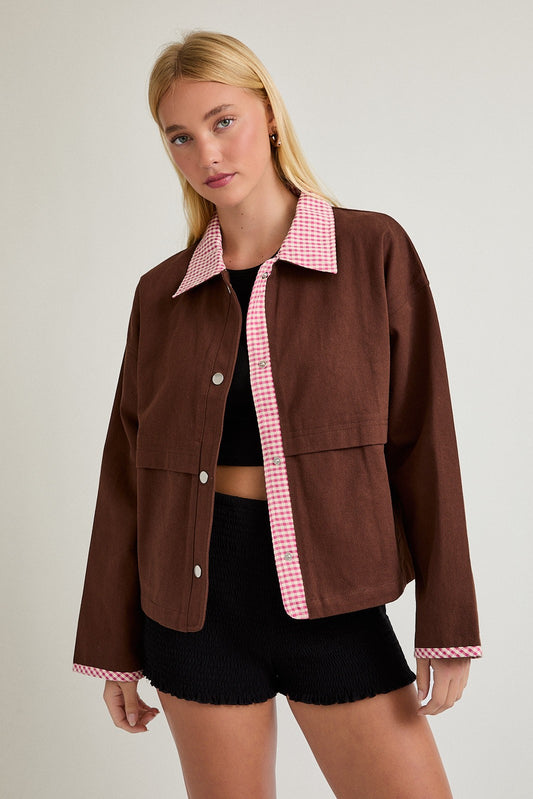gingham contrast jacket