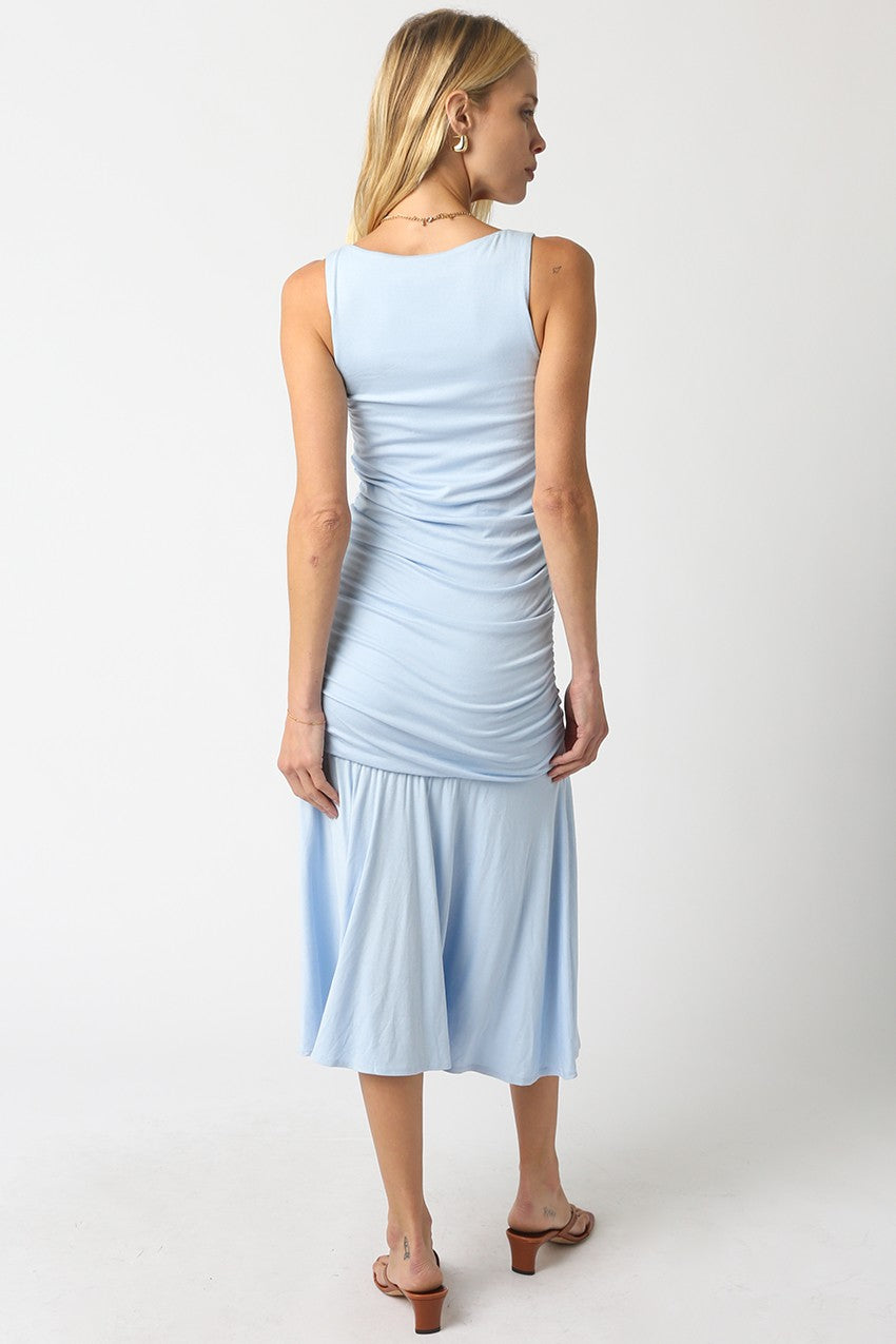 danna ruffle midi dress