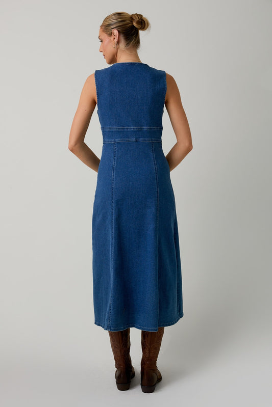 denim blues maxi dress