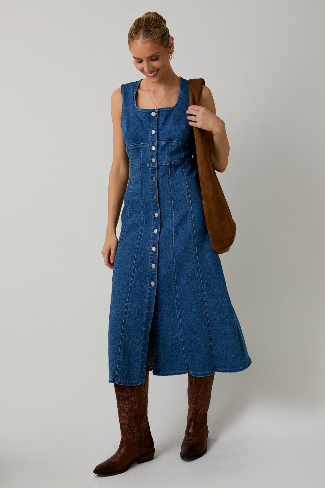 denim blues maxi dress