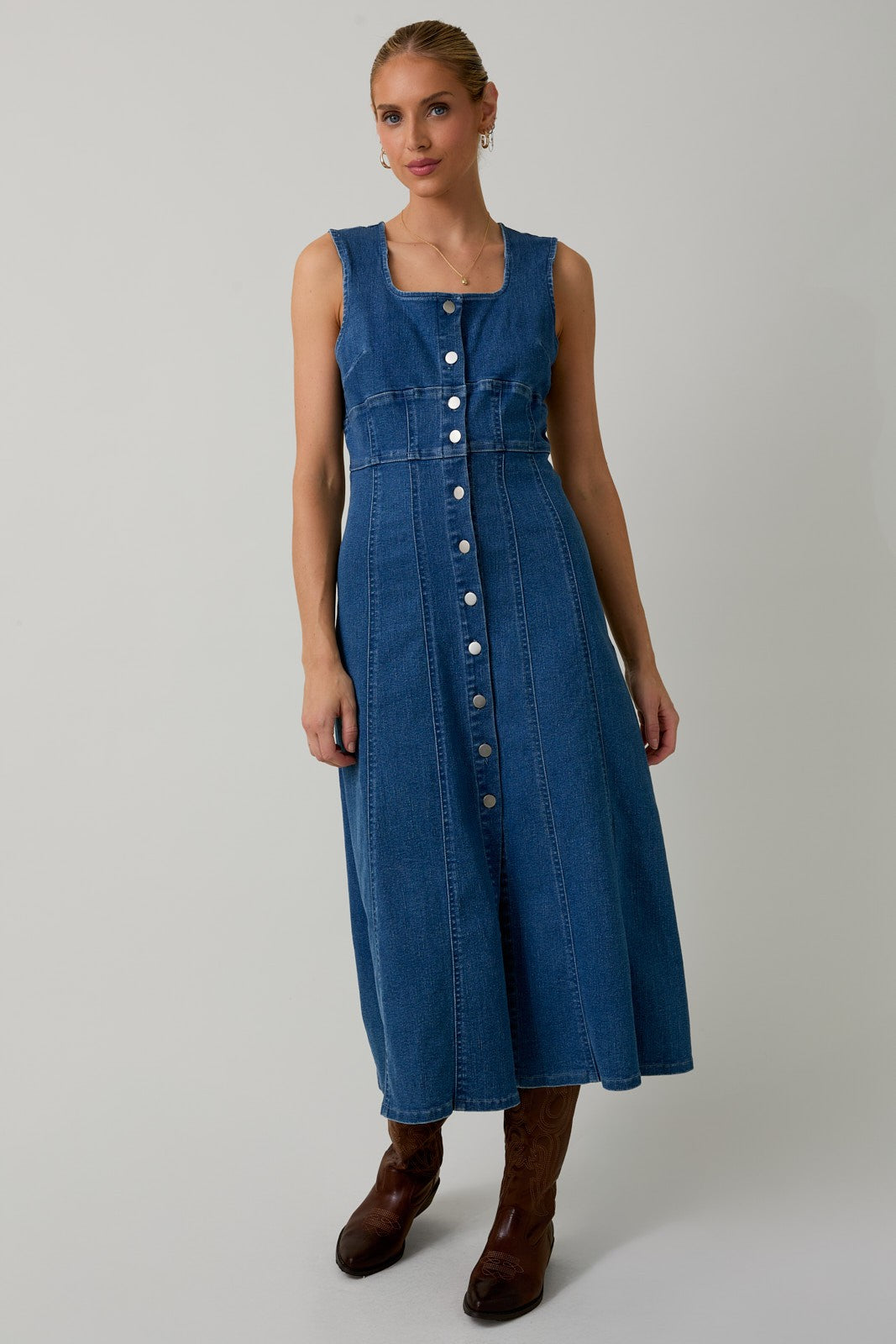 denim blues maxi dress