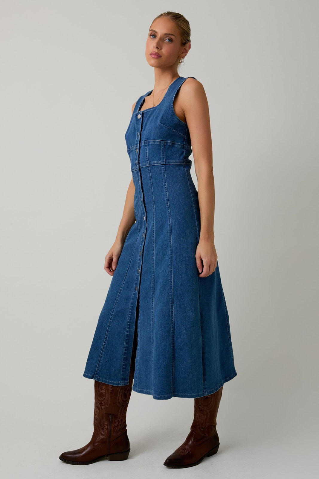 denim blues maxi dress