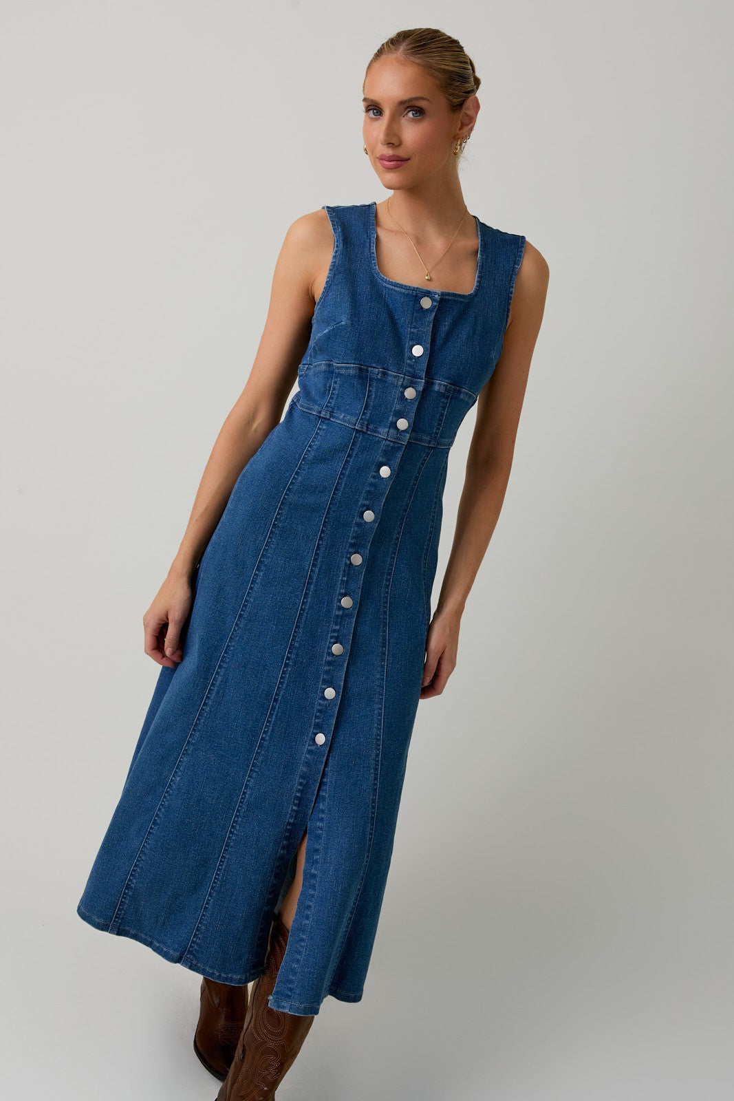 denim blues maxi dress