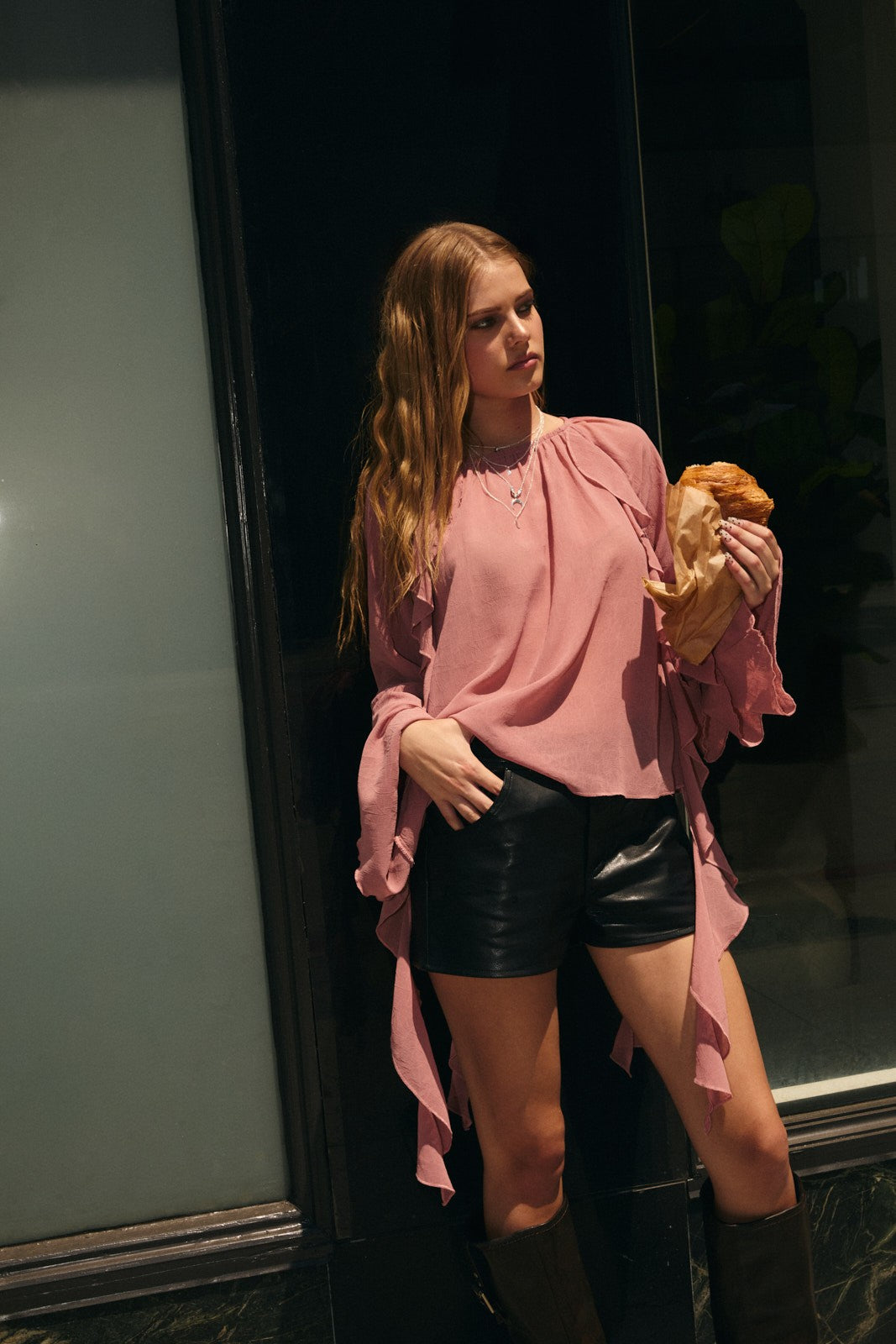 faux leather micro shorts