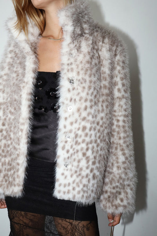 leopard faux fur jacket