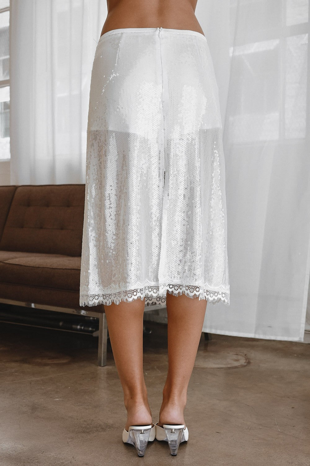 starry sequin midi skirt