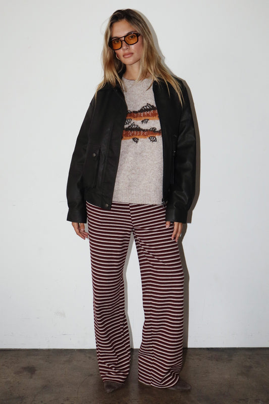 striped wige leg pants