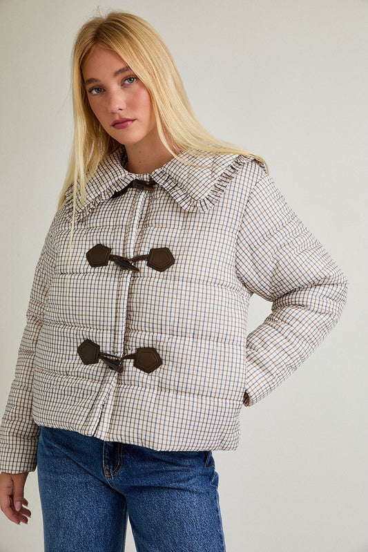 plaid puffer jacket
