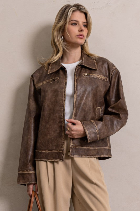 kelsey faded leather jacket