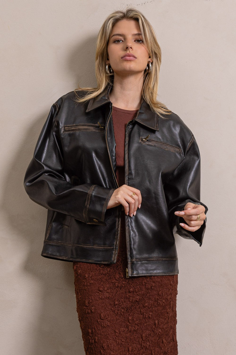 kelsey faded leather jacket
