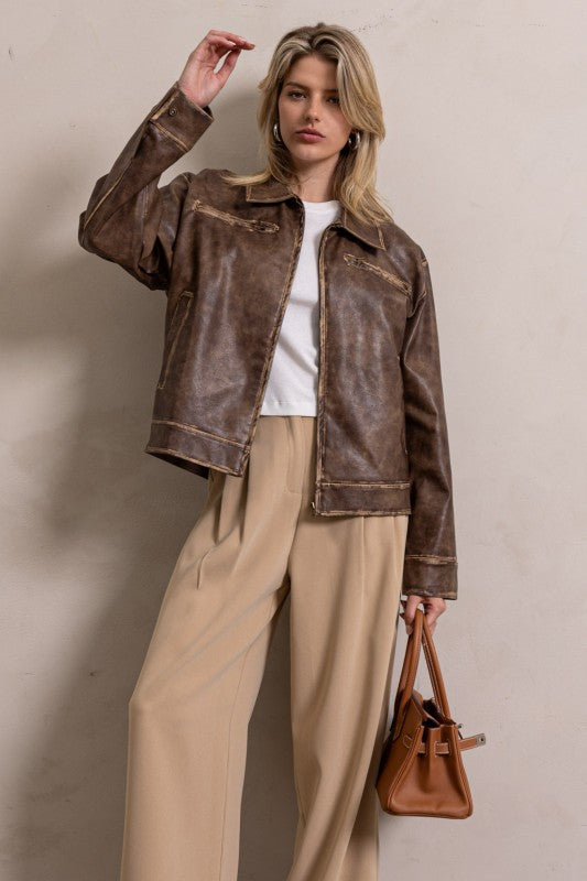 kelsey faded leather jacket