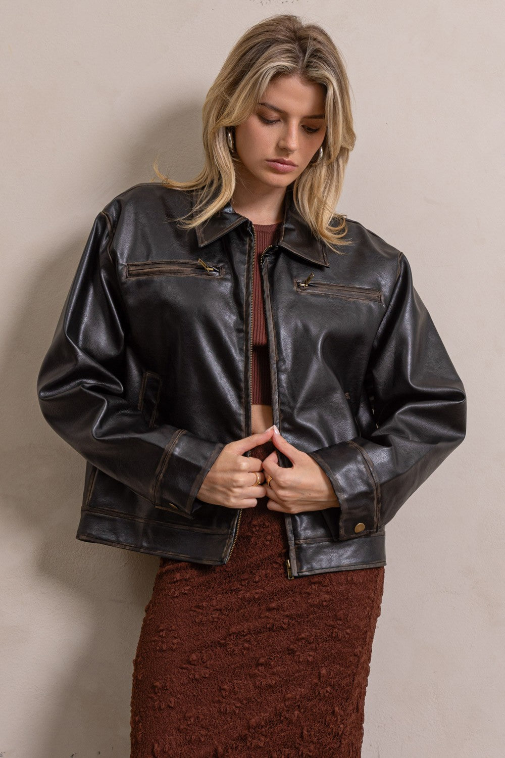 kelsey faded leather jacket
