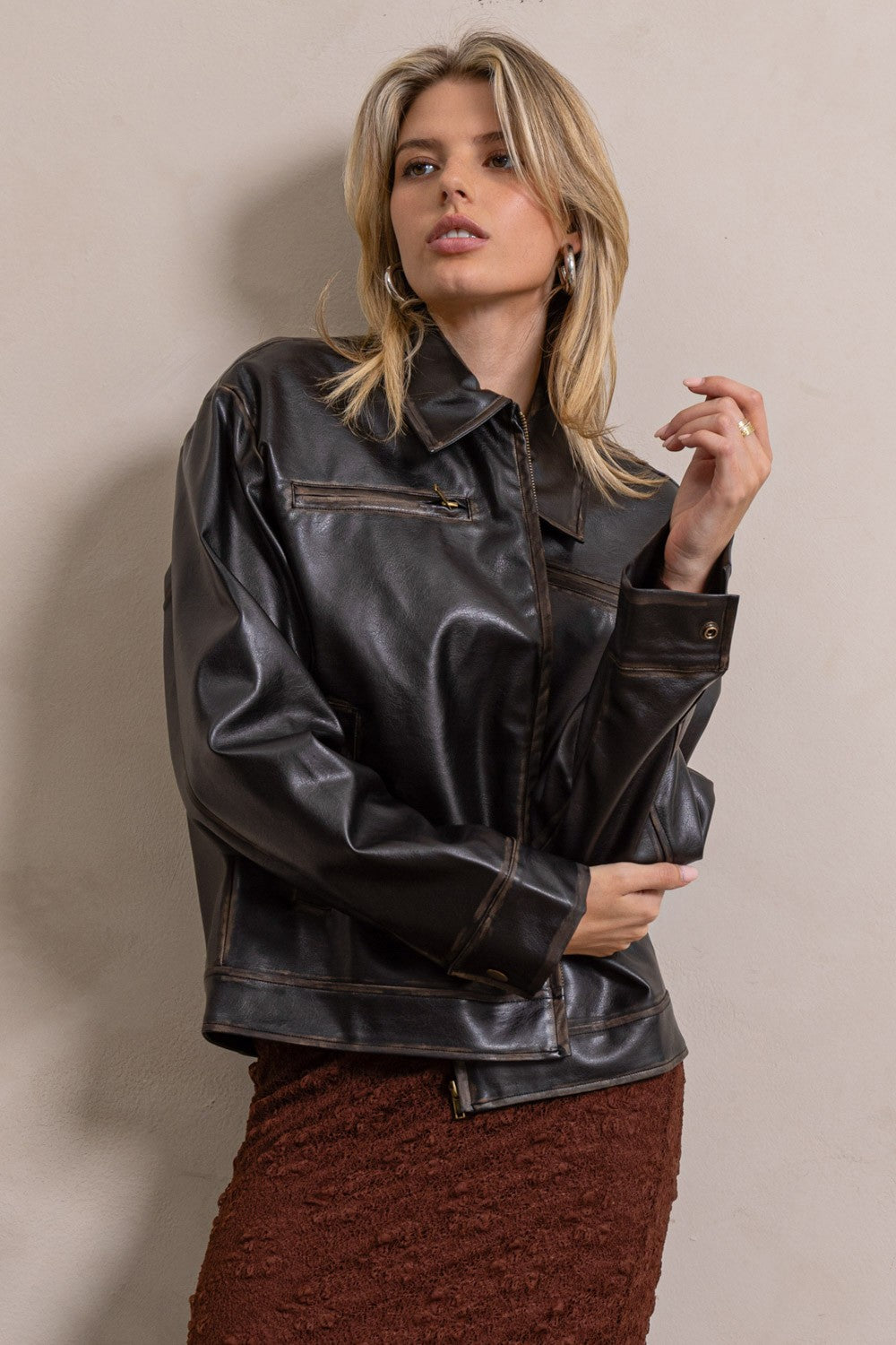 kelsey faded leather jacket