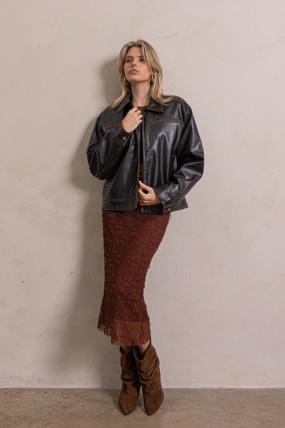 kelsey faded leather jacket