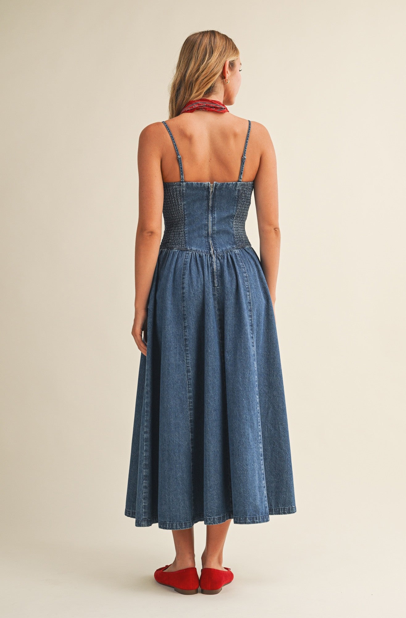 two ways denim maxi dress