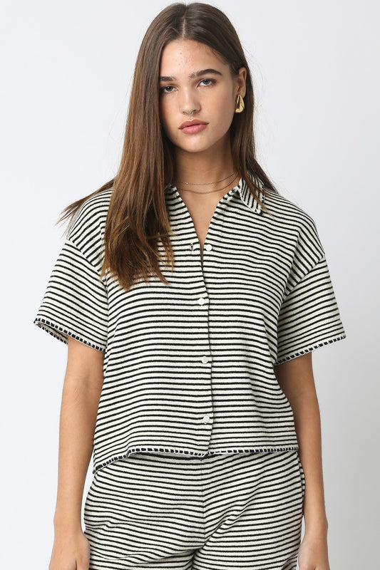 miah stripe short set