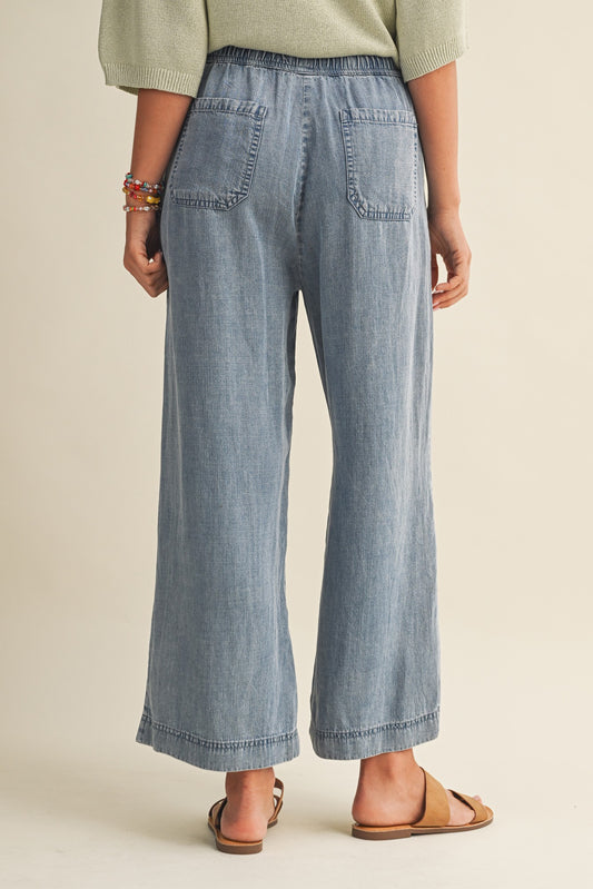 tencel cropped denim pants