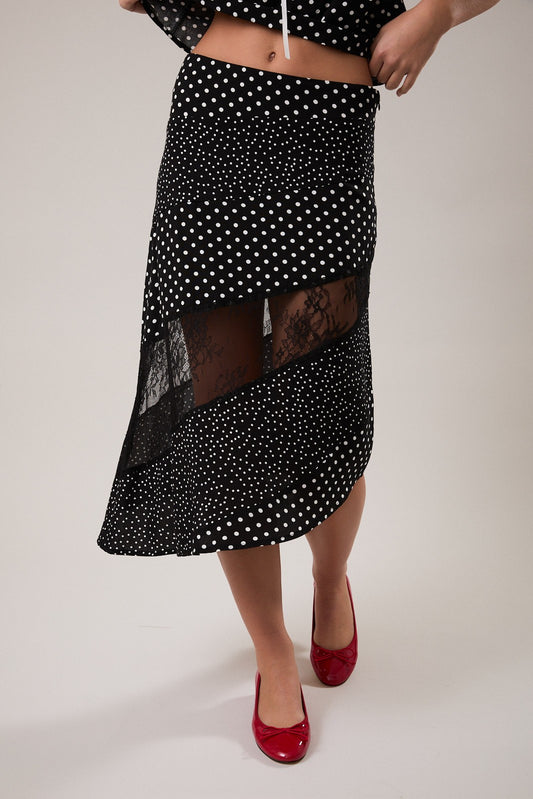 polka girl midi skirt