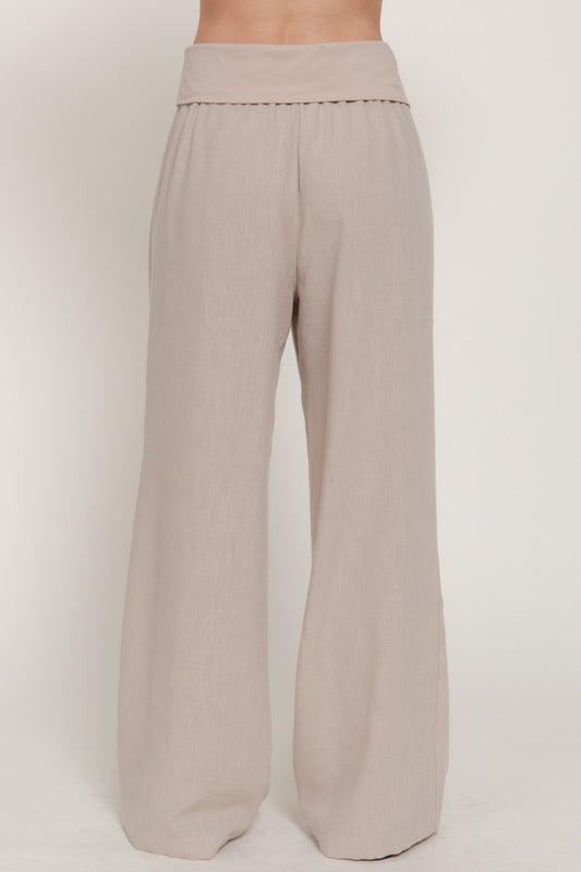 foldover linen pants