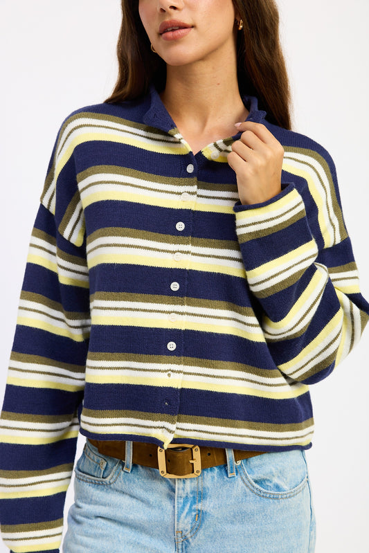 mock neck cardigan