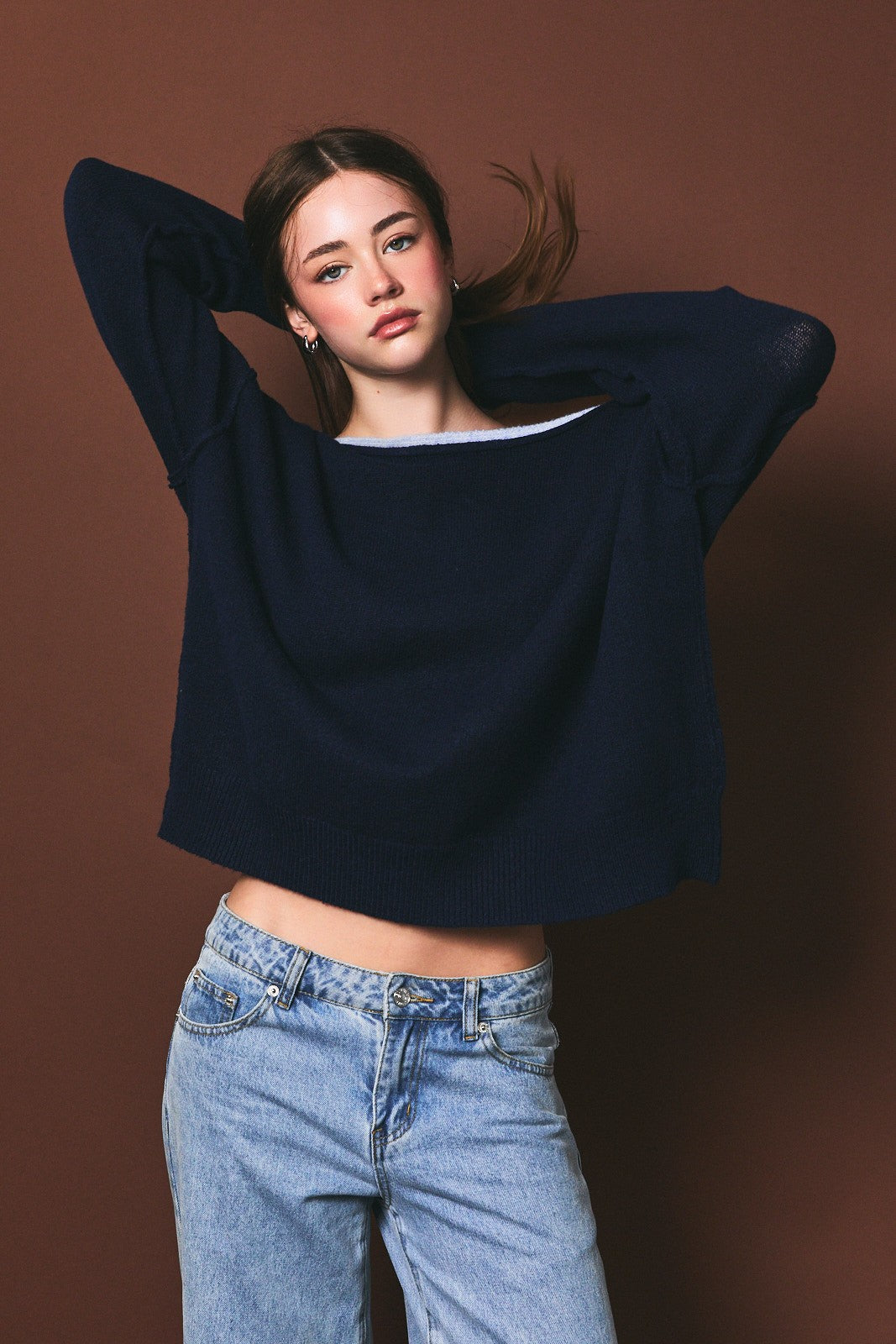 boatneck contrast sweater