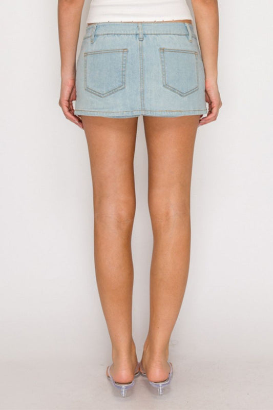 denim micro skort