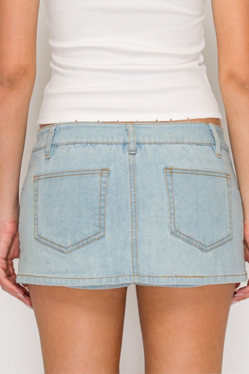 denim micro skort