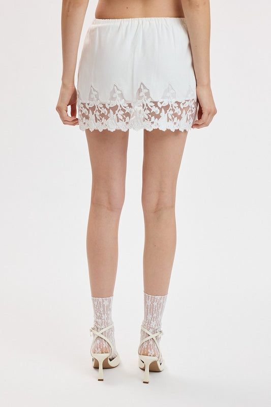 lace hem mini skort