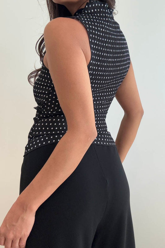 polka dot plisse top