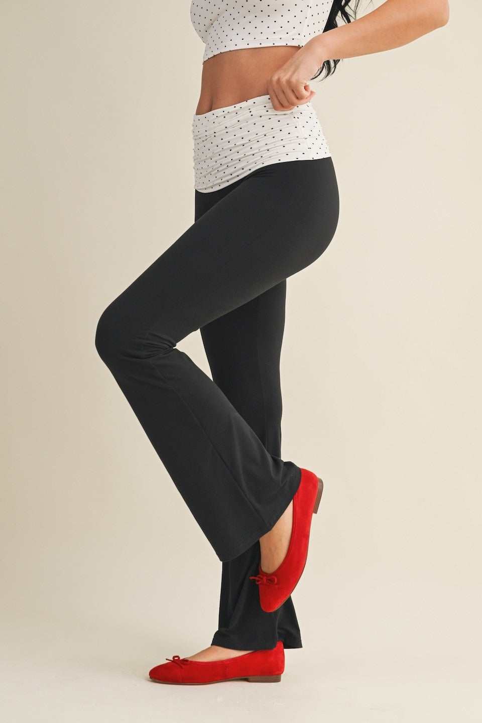 polka dot foldover pants