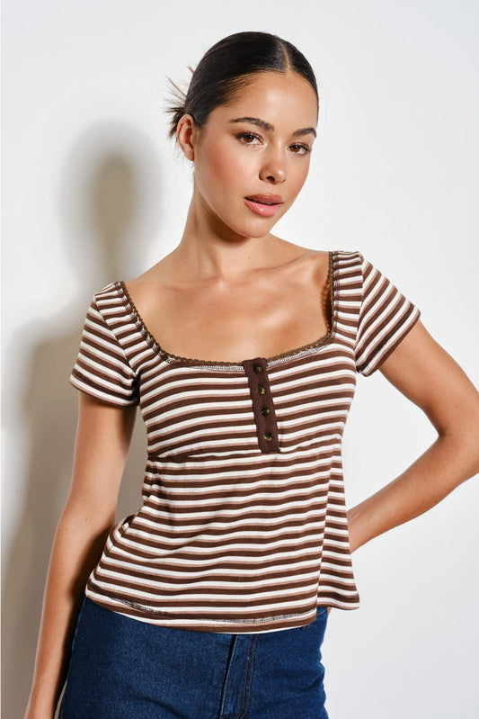 stripe babydoll top
